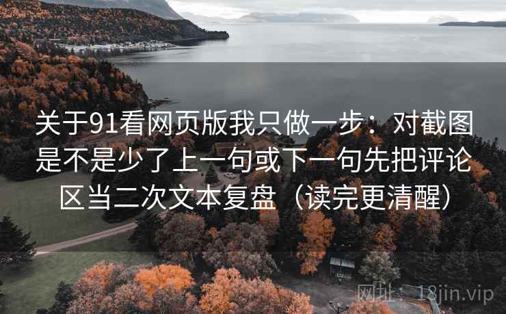 关于91看网页版我只做一步：对截图是不是少了上一句或下一句先把评论区当二次文本复盘（读完更清醒）